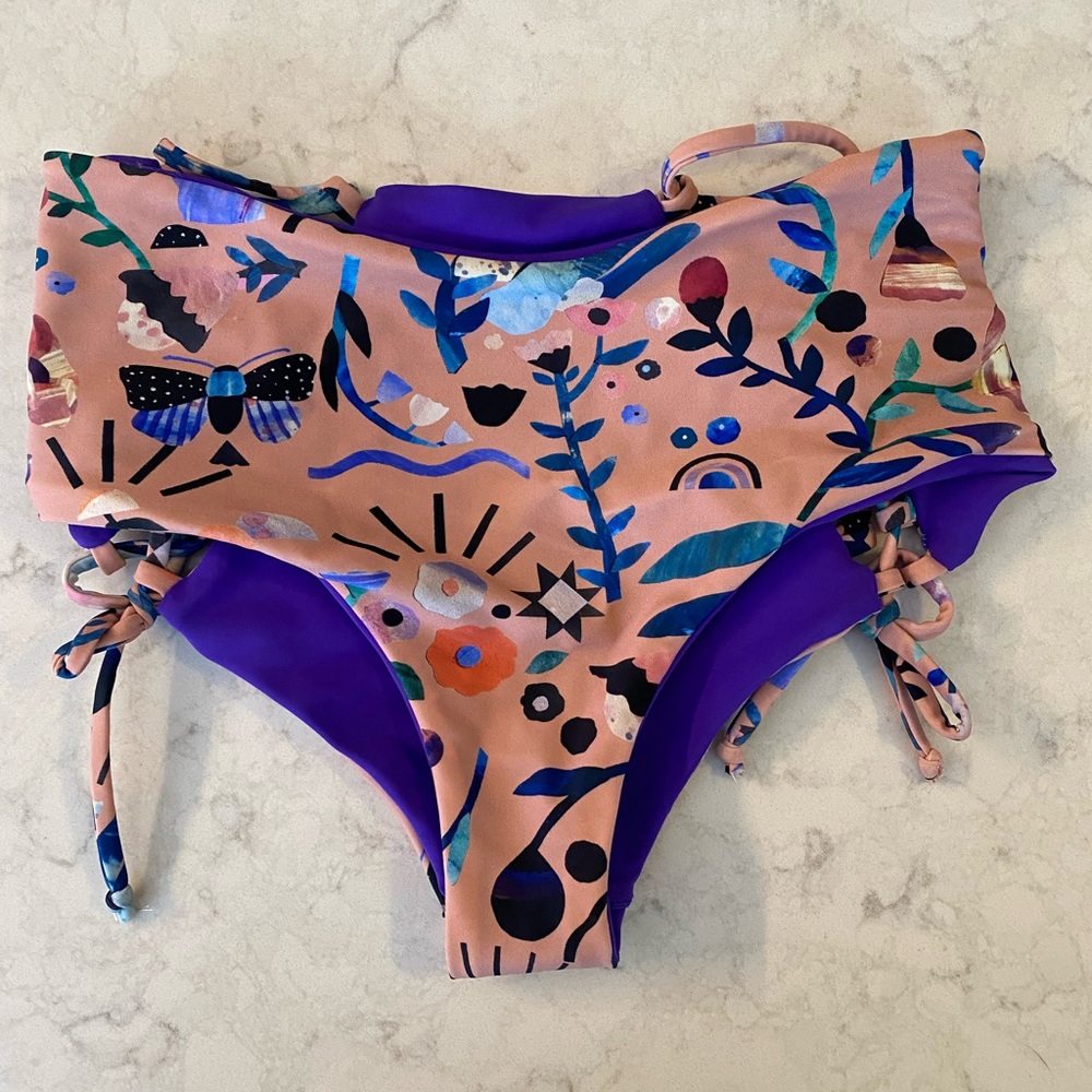 Floral Print Bikini with Purple Accents
